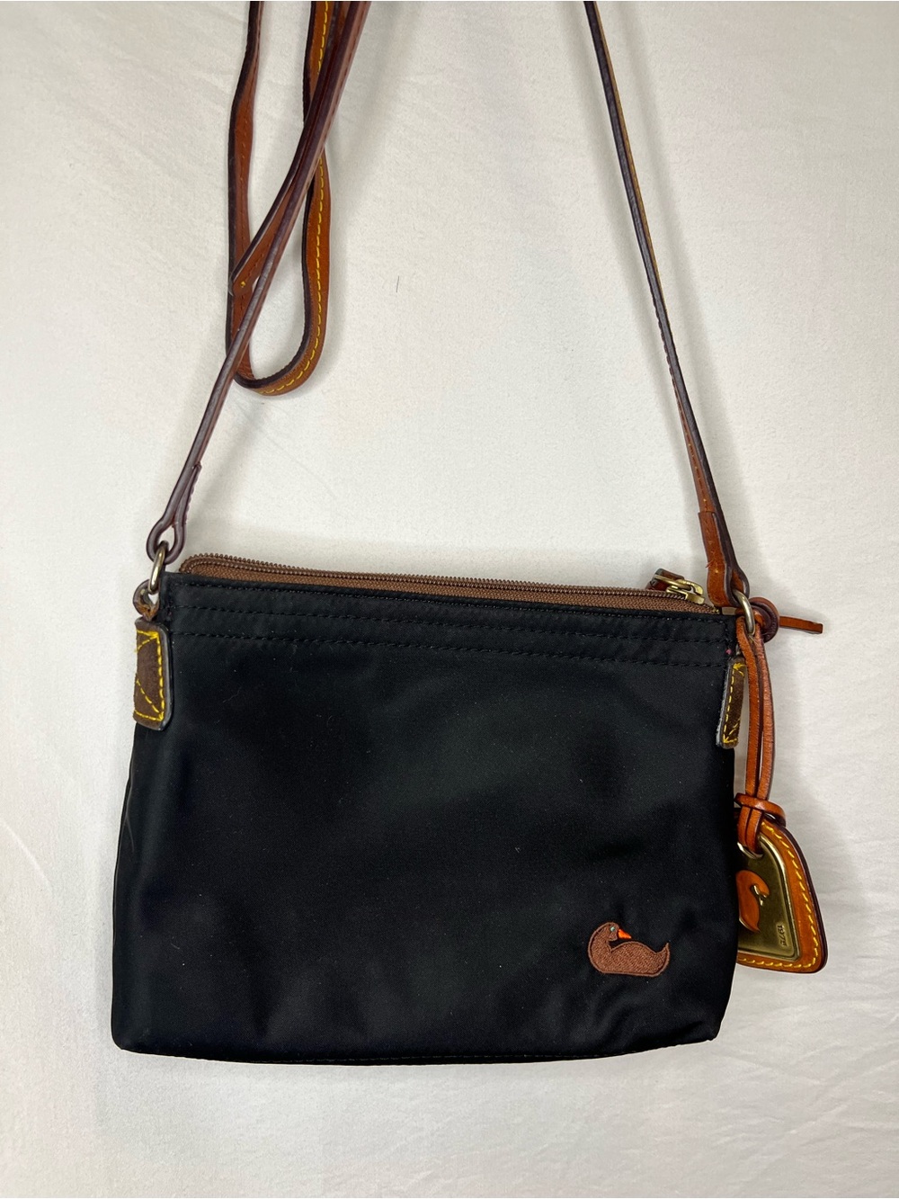 Dooney & Bourke Black Nylon  Bag Tag with Brass Accent Y2K